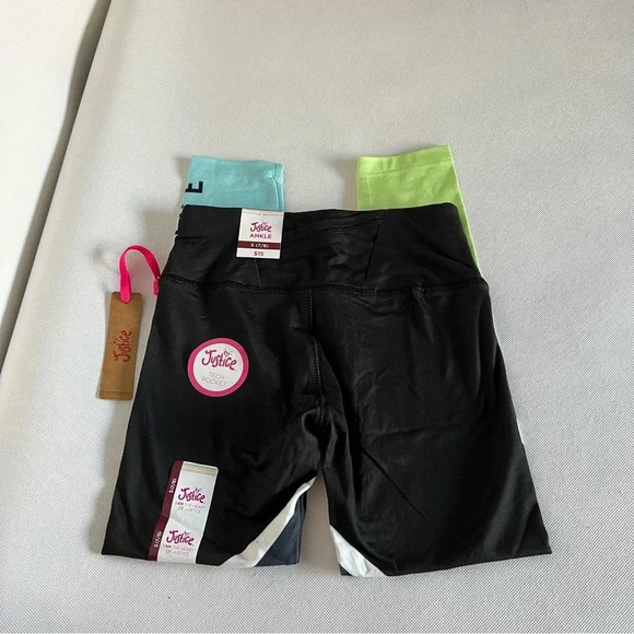 Justice Girls Ankle Collection X Color Blocked Leggings Size Small (7/8) Black - Picture 5 of 12